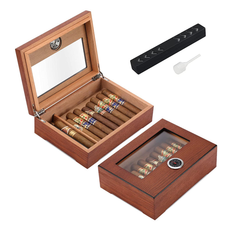 20 CT Walnut Cigar Humidor Box shops for Cigars