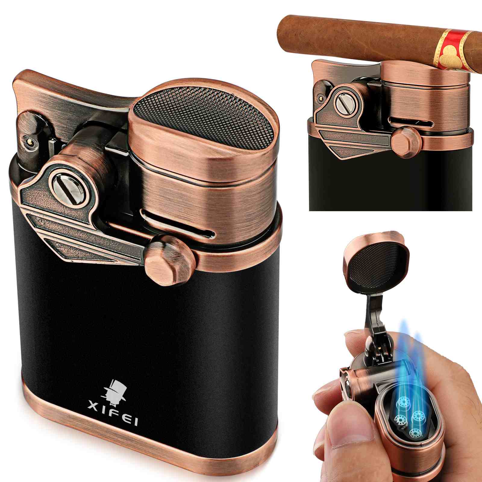 torch cigarette lighter XIFEI 4 Jet Flame Torch Lighter with Cigar Stand, Windproof Rocker Lighter with Adjustable Flame, Refillable Butane Lighter for Smoking torch cigarette lighter XIFEI 4 Jet Flame Torch Lighter with Cigar Stand, Windproof Rocker Lighter with Adjustable Flame, Refillable Butane Lighter for Smoking