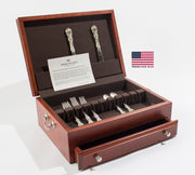 Bounty 1-Drawer Flatware Chest; Heritage Cherry finish & Made in USA - Crown Humidors