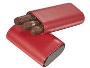 Visol Burgos Red Leather Cigar Case - Holds 3 Cigars - Vcase466Rd