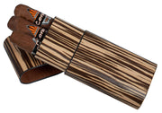 Visol Sawyer Zebrawood Cigar Case - 3 Cigars - Crown Humidors