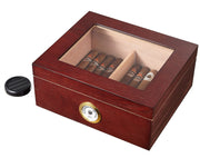 Visol Santa Clara Glass Top with Rosewood Finish Cigar Humidor - Holds 50 Cigars - Crown Humidors