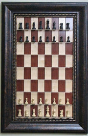 Straight Up Chess Board - Red Maple Chess Board with Wide Antique Bronze Frame - Crown Humidors