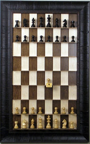Straight Up Chess Board - Maple Nut Series with Rustic Brown Frame - Crown Humidors
