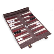 Bey-Berk Warren Grey Suede Roll-up Backgammon Travel Set - G560G - Crown Humidors