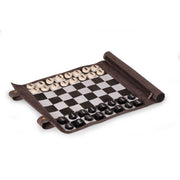 Bey-Berk Suede Roll Up 12.5" Travel Chess Set in Gray - G569G - Crown Humidors