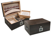 Prestige Imports Rockefeller 130 Ct. Ebony humidor with Eleven 64 Ring Gauge Cigar Display - Crown Humidors