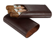 Visol Cuero Genuine Brown Leather 3-Finger Cigar Case - Crown Humidors
