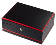 Visol Hydra Black and Red Cigar Humidor - Holds 75 Cigars - Crown Humidors