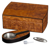 Visol Matte Walnut Cigar Humidor Gift Set w/ Cutter & Ashtray - Crown Humidors