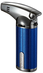 Visol Fiamma Blue and Chrome Mini Wind-resistant Jet Flame Table Cigar Lighter - Crown Humidors