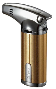 Visol Fiamma Gold and Chrome Wind-resistant Jet Flame Table Cigar Lighter - Crown Humidors