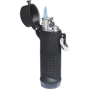 Visol Summit Rubberized Black Wind-resistant Jet Flame Lighter for Outdoors - Crown Humidors