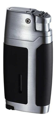 Visol Bron Matte Black and Brushed Chrome Lighter - Crown Humidors