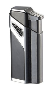 Visol Alpha Matte Black and Silver Triple Torch Cigar Lighter - Crown Humidors