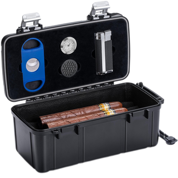 Woodronic Travel Cigar Humidor, 10-15 CT, Black