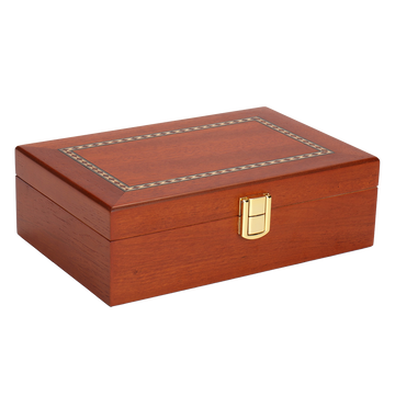 Woodronic Minuto Cigar Humidor, 10-15 CT, Mahogany Finish with Inlay A5042