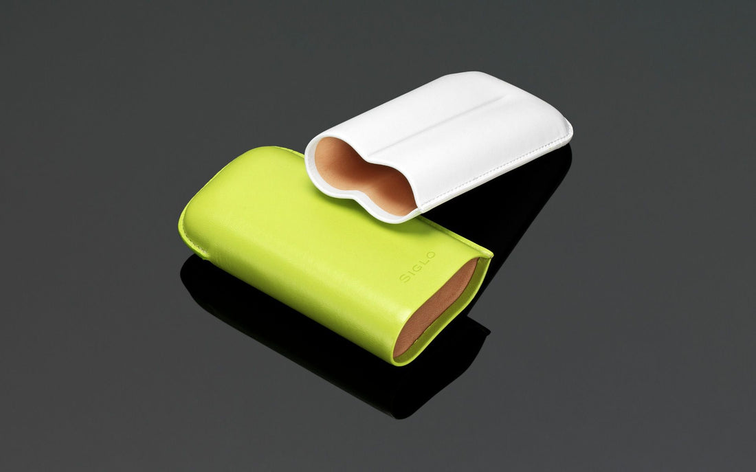 Siglo White Travel Humidor 3 Cigar ct. with lime green cover