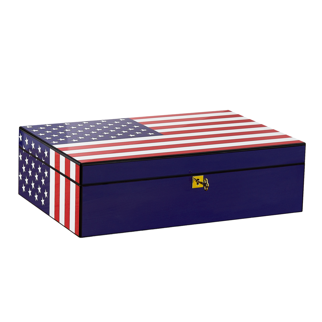 Woodronic Tutum Cigar Humidor, 50-100 CT, Old Glory Themed A5053