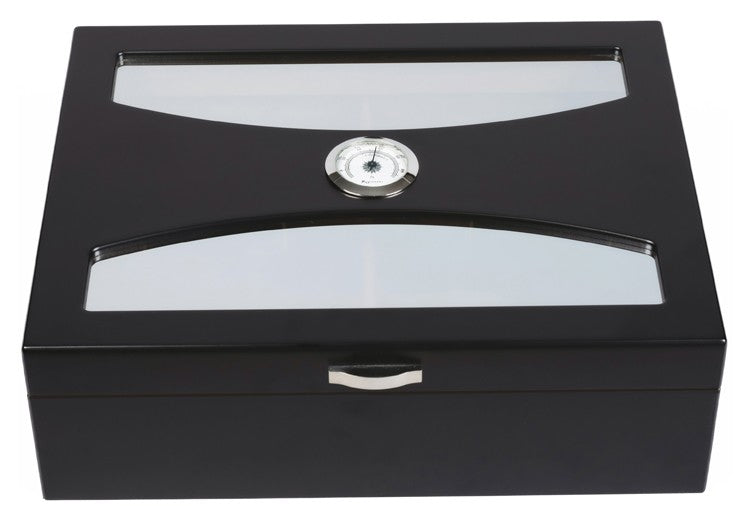 Prestige Import Group Delano Black 100 Ct Desktop Cigar Humidor with UV Glass