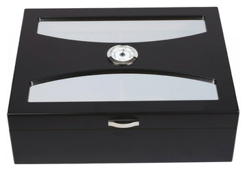 Prestige Import Group Delano Black 100 Ct Desktop Cigar Humidor with UV Glass