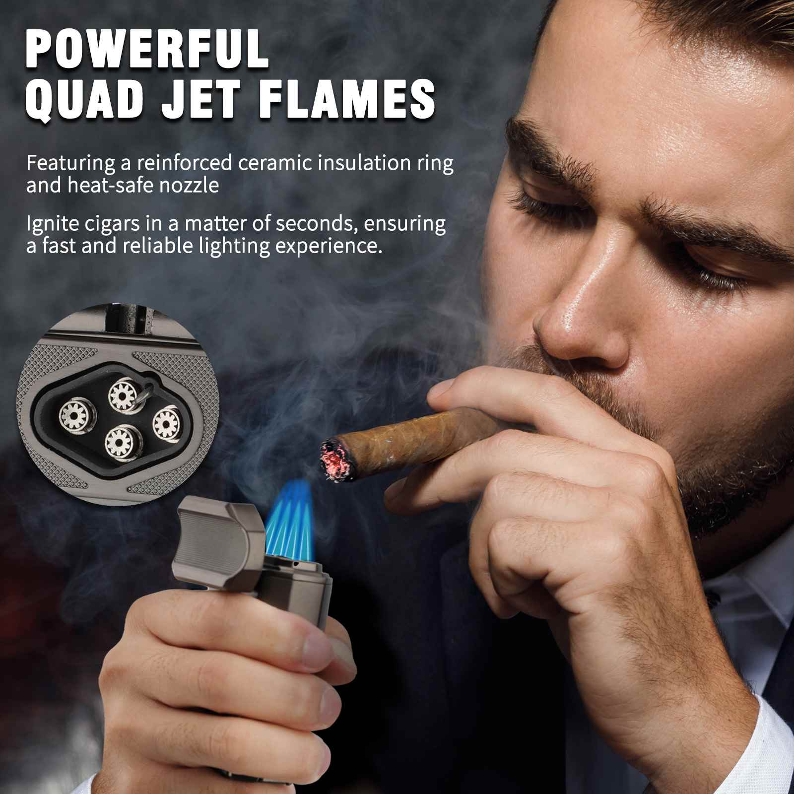 Trinitá Jetflame Sturmfeuerzeug -Winddicht Nachfüllbar Satin Blau Trinitá Jetflame Sturmfeuerzeug -Winddicht Nachfüllbar Satin Blau