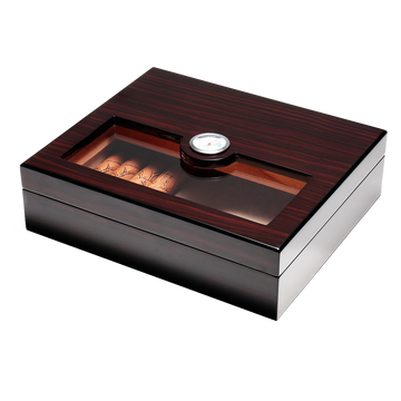 Woodronic Buckler Cigar Humidor, 20-35 CT, Ebony Finish A5027EB