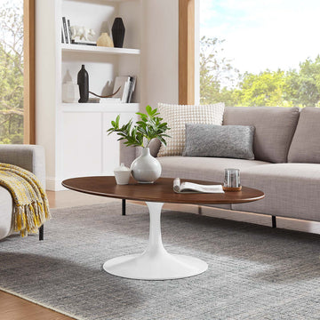 Lexmod Lippa 48" Oval Wood Grain Coffee Table by Modway