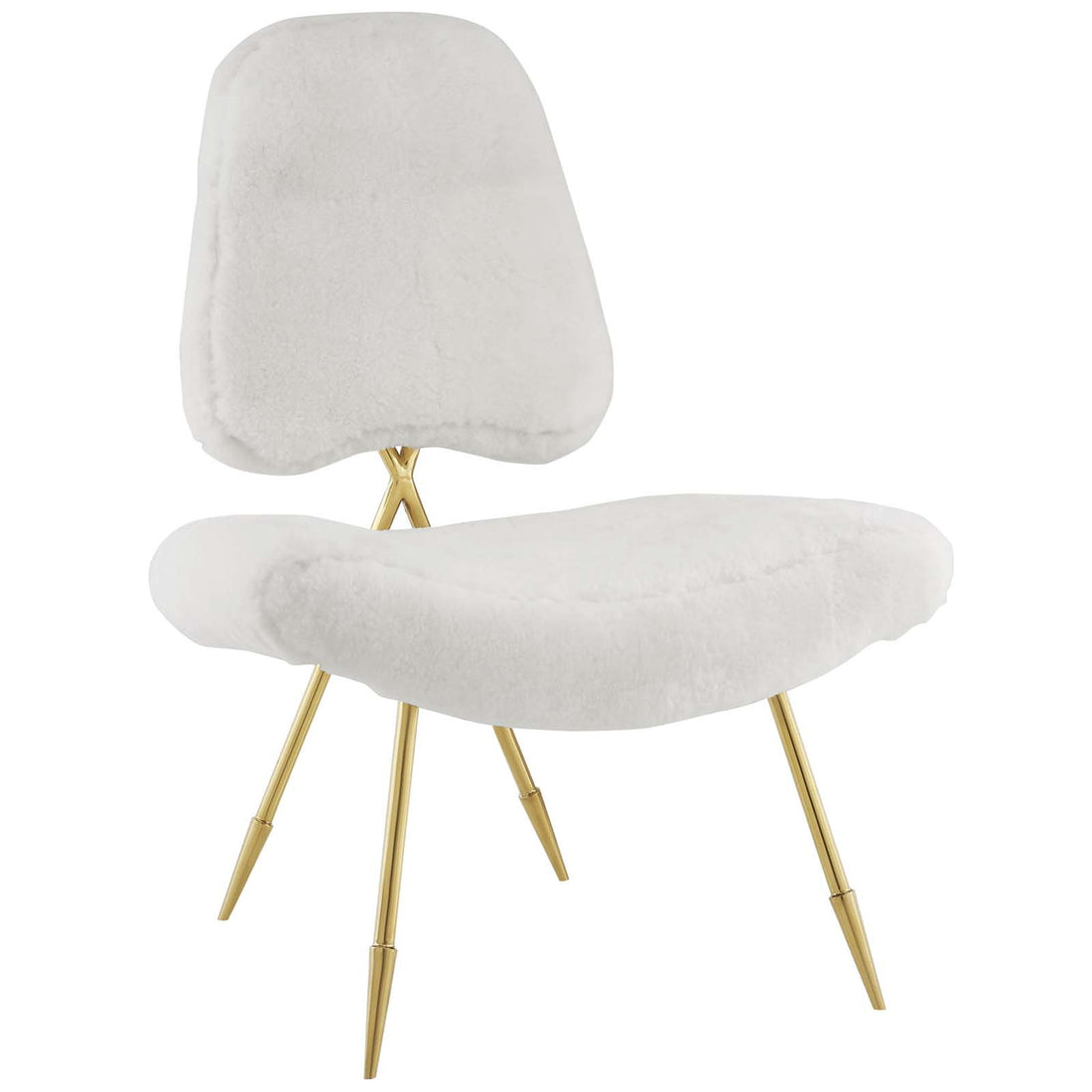 Lexmod Ponder Upholstered Sheepskin Fur Lounge Chair by Modway