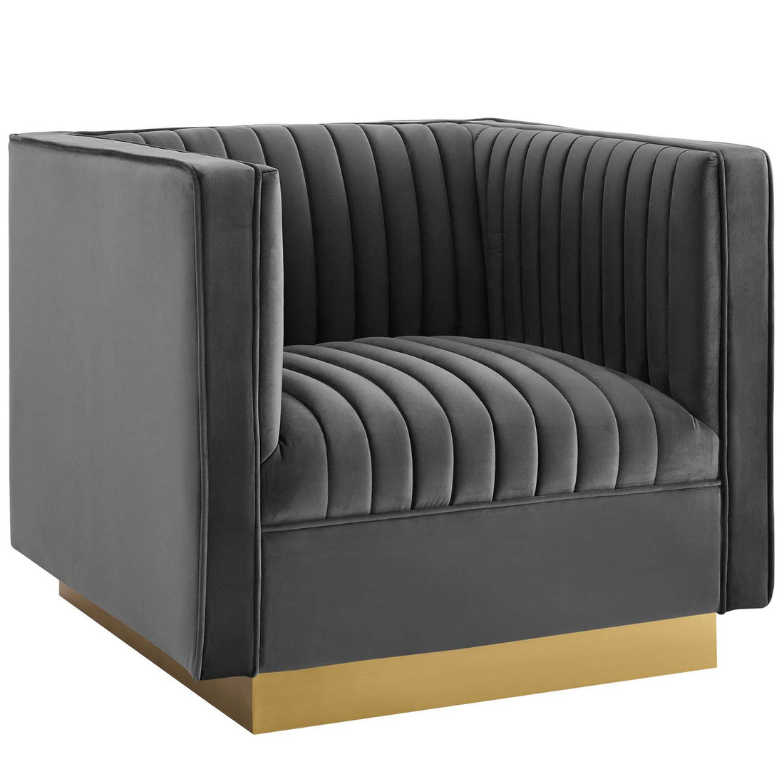 Lexmod Sanguine Vertical Channel Tufted Accent Performance Velvet Armchair by Modway