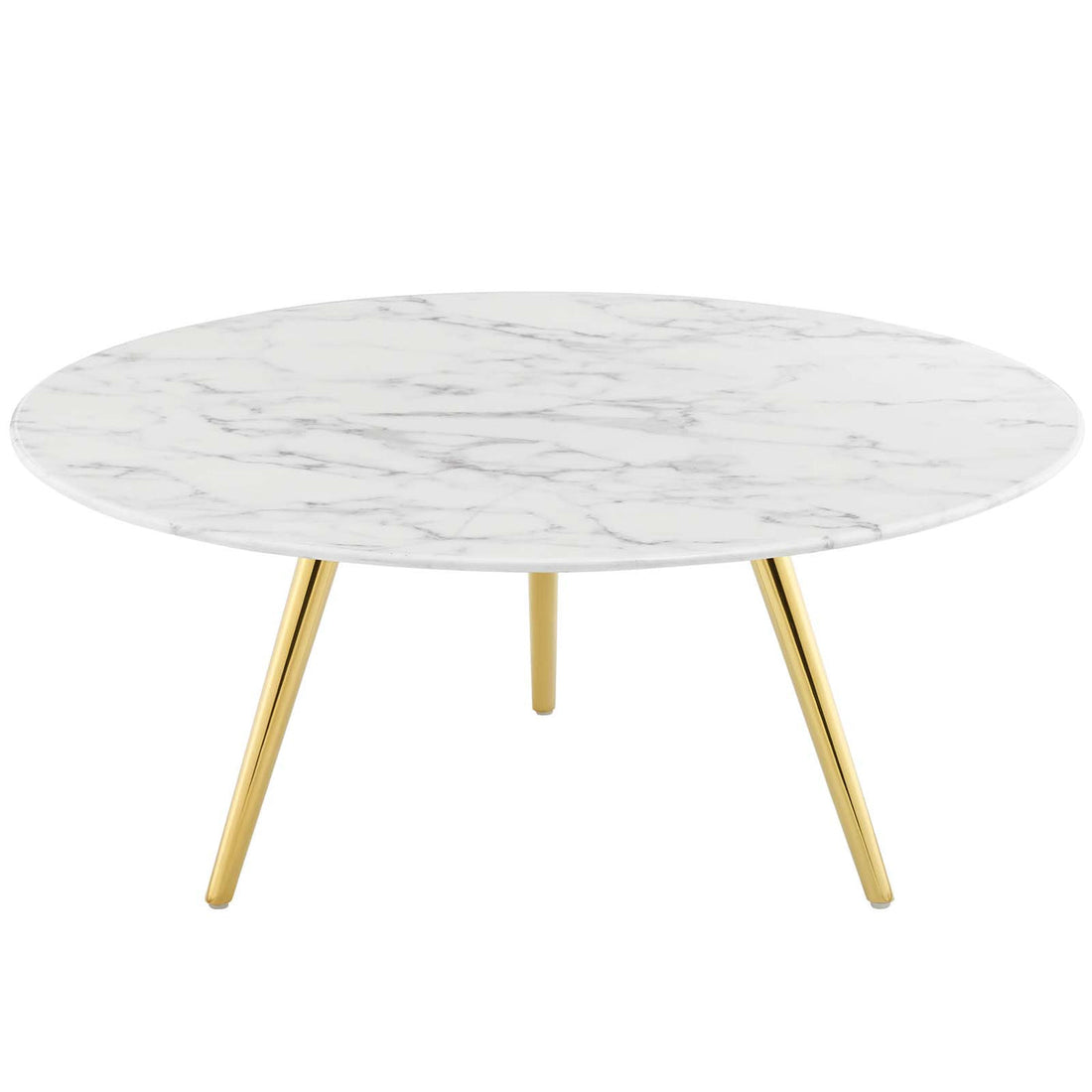 Lexmod Lippa 36" Round Artificial Marble Coffee Table with Tripod Base by Modway