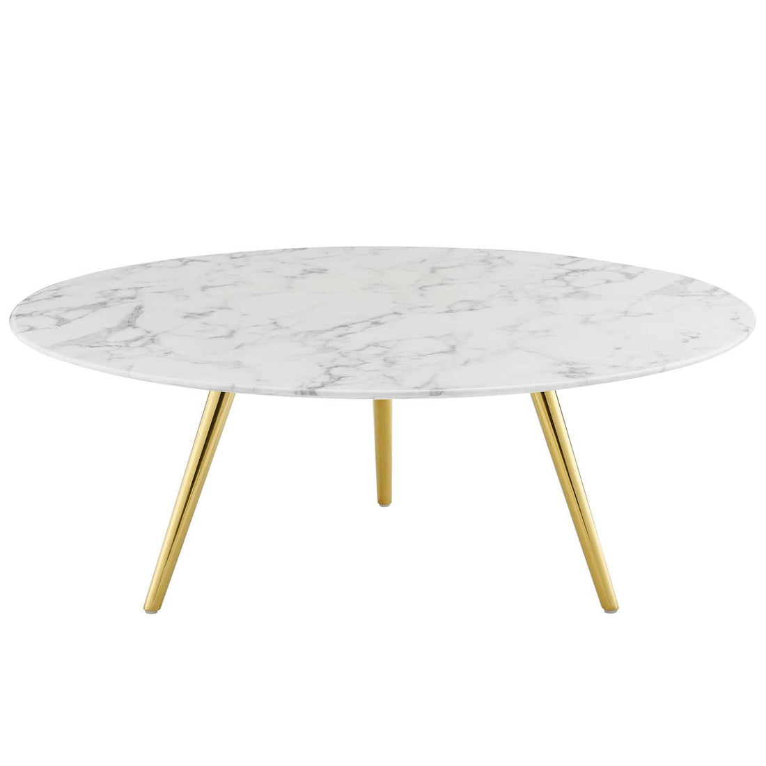 Lexmod Lippa 40" Round Artificial Marble Coffee Table with Tripod Base by Modway