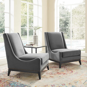 Lexmod Confident Lounge Chair Upholstered Performance Velvet Set of 2 by Modway