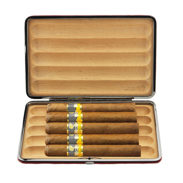 GUEVERA PORTABLE LEATHER CIGAR CASE HUMIDOR TUBES HOLDER