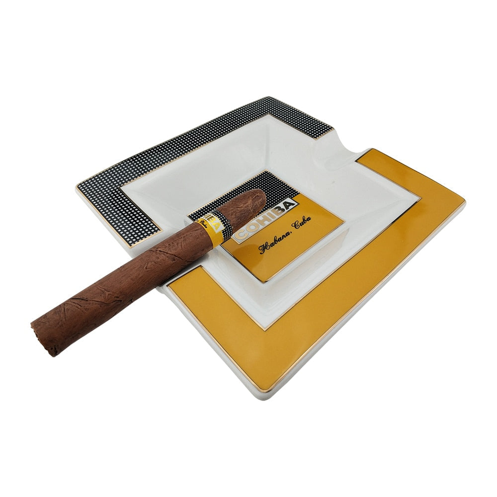 COHIBA ASHTRAY CERAMIC BIG CIGAR ASHTRAY SQUARE