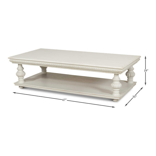 Antique White Hugo Rectangular Coffee Table