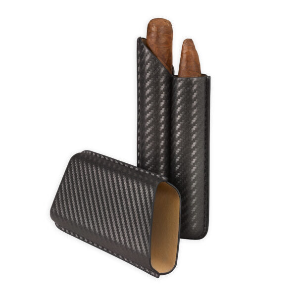 Lotus 2-Stick Carbon Fiber Cigar Case with Cutter