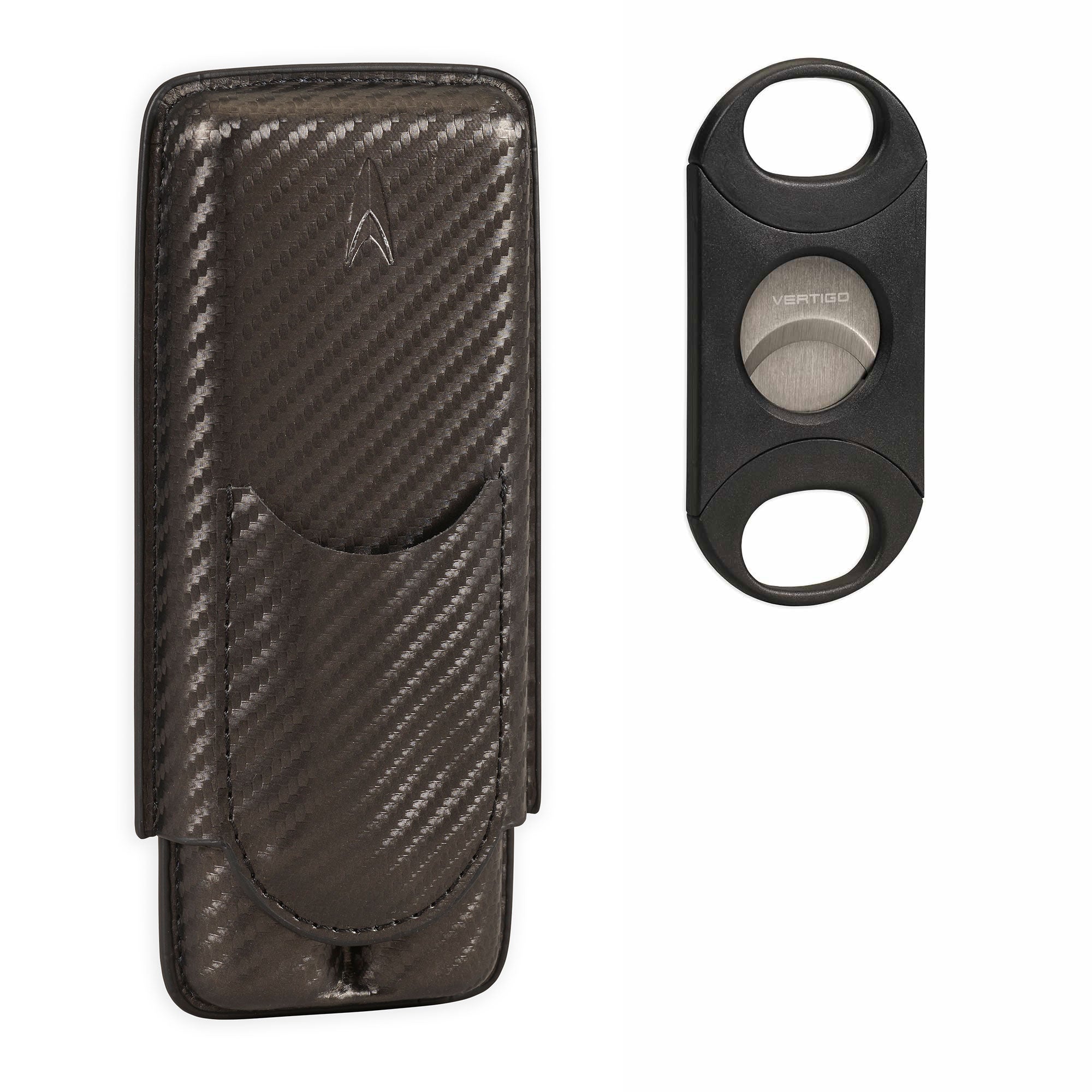 Lotus 2-Stick Carbon Fiber Cigar Case with Cutter