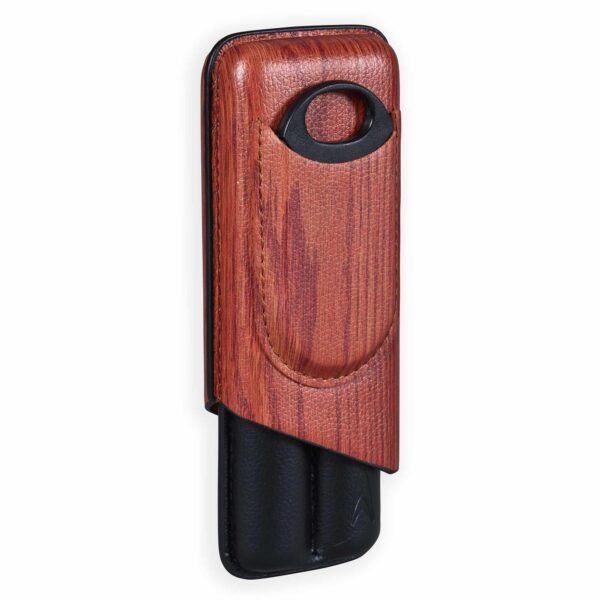 Lotus Cigar Cutter and Case with Wood Print Gift Set