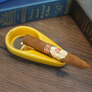 COHIBA CIGAR ASHTRAY SINGLE CIGAR HOLDER GADGETS ROUND ASH SLOT YELLOW TOBACCO CIGARETTE ASHTRAY GIFT BOX