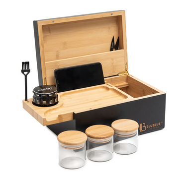 Bluebus Fine Tools Black 3 Jars Cannabis Humidor