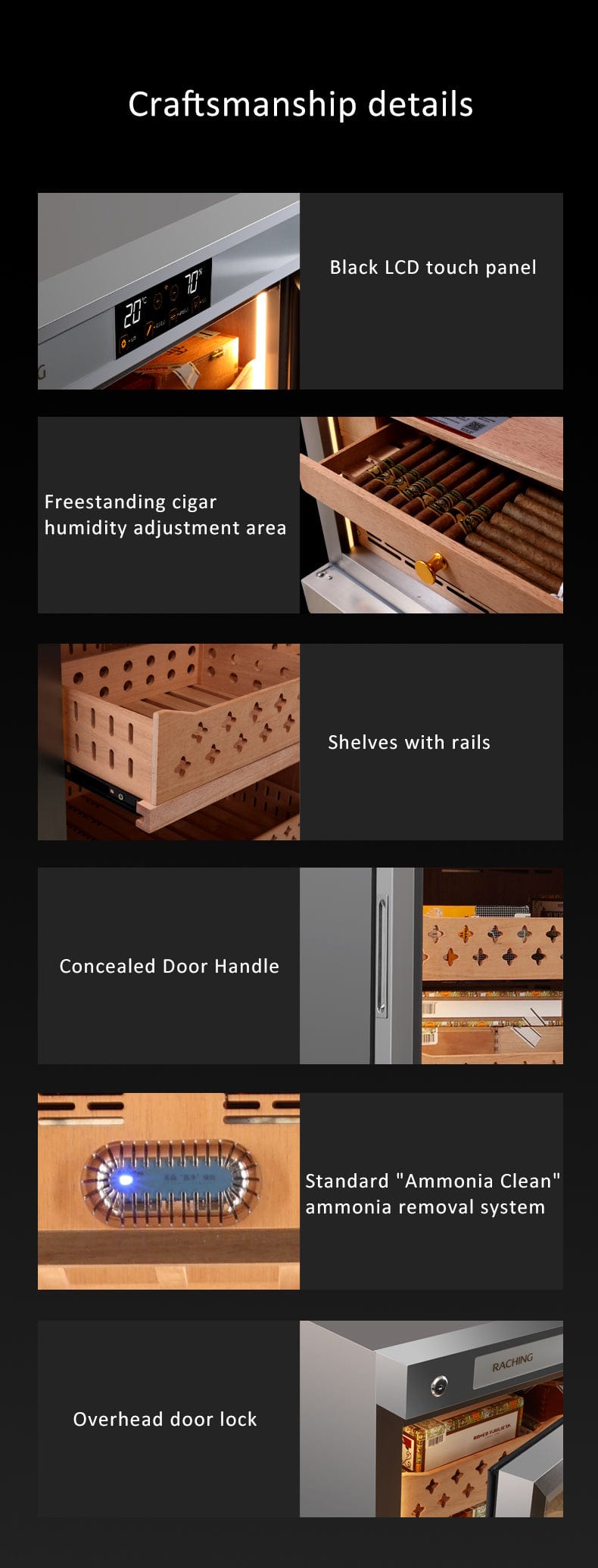 Raching Cigar Humidor Cabinet: Ultimate Humidity & Temperature Control