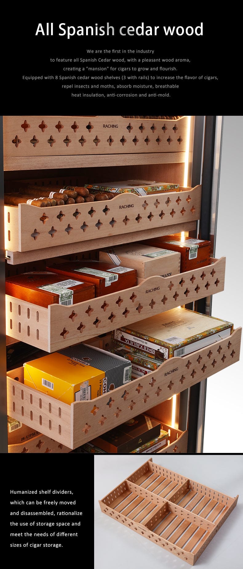 Raching Cigar Humidor Ultimate Humidity & Temperature Control
