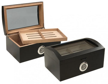 Prestige Import Group Portofino 120 Ct. Tinted Glass Humidor w/ External Digital Hygrometer w/ Numeric Display