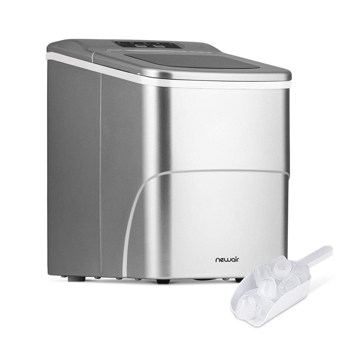 Newair 26 lbs. Countertop Ice Maker, Matte Black Portable and Lightweight, Intuitive Control, Large or Small Ice Size, Easy to Clean BPA-Free Parts, Perfect for Cocktails, Scotch, Soda and More