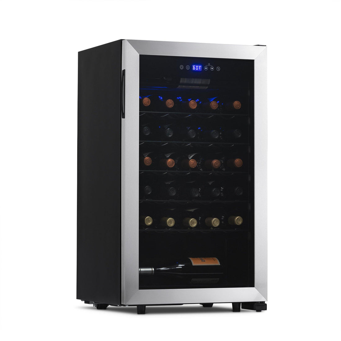 Newair Freestanding 33 Bottle Compressor Wine Fridge in Stainless Steel, Adjustable Racks