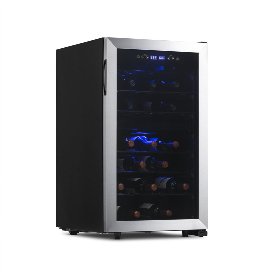 Newair Freestanding 43?Bottle Dual Zone?Wine Fridge?in Stainless Steel with Adjustable Racks