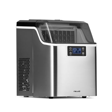 Newair Countertop Clear Ice Maker, 45 lbs. of Ice a Day with FrozenFallTM Technology, Custom Ice Thickness Settings, 1-Gallon Water Bottle Dispenser, 24-Hour Timer, Automatic Self-Cleaning Function, BPA-Free Parts and Oversized Ice Viewing Window