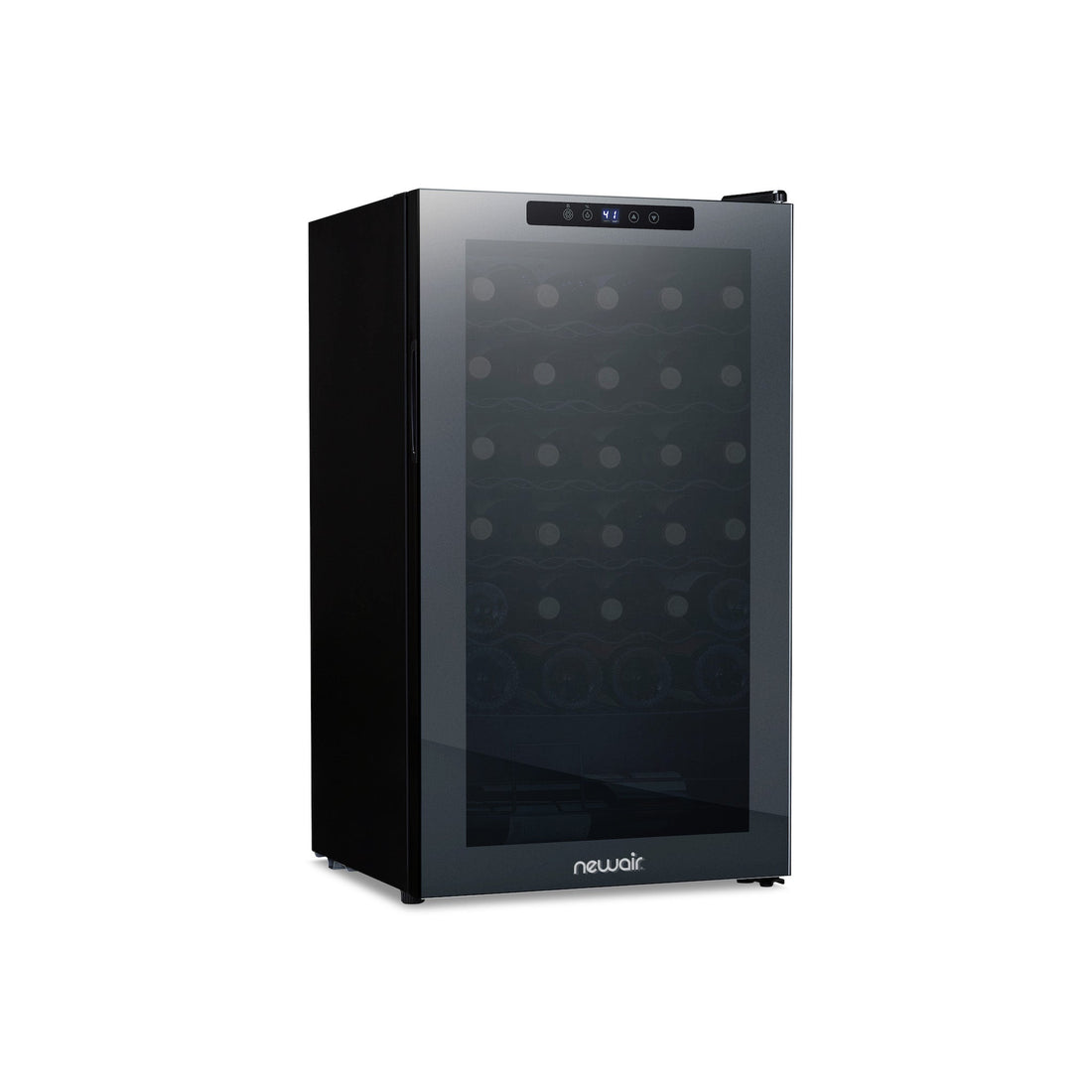 Newair® Shadow?? Series Wine Cooler Refrigerator 34 Bottle, Freestanding Mirrored Wine Fridge with Double-Layer Tempered Glass Door & Compressor Cooling for Reds, Whites, and Sparkling Wine, 41f-64f Digital Temperature Control