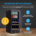 Newair 15 Inch Wine and Beverage Refrigerator – 13 Bottles & 48 Cans Capacity with Dual Temperature Zone Wine Cooler, Black Stainless Steel & Double-Layer Tempered Glass Door, Compact Wine Cellar Built-in Counter or Freestanding Fridge